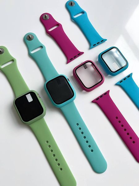 Комплект Silicone Band + Case для Apple Watch (44mm, Red) 234857 фото