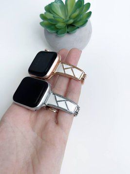 Ремінець для Apple Watch 42mm | 44mm | 45mm | 46mm | 49mm металевий Fashion Lady Band Silver-White 302197 фото