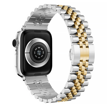Стальний ремінець для Apple Watch (38mm, 40mm, 41mm, [42mm Series 10/11]) Braslet 5 Beads (Silver - Gold) 235012 фото