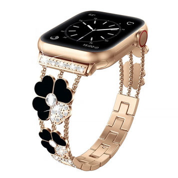 Ремінець Flower Steel Band для Apple Watch 42mm | 44mm | 45mm | 46mm | 49mm Rose Gold - Black 323574 фото