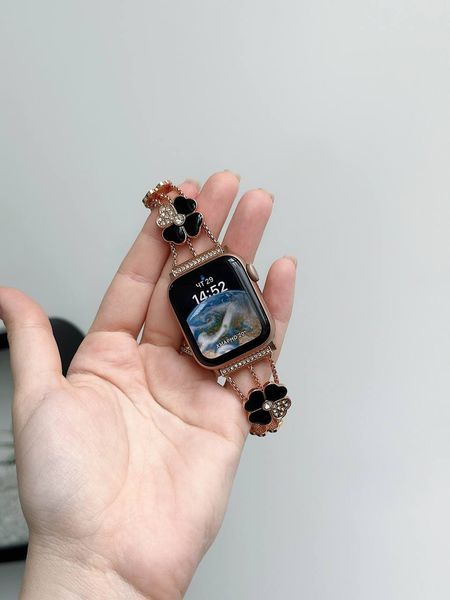 Ремінець Flower Steel Band для Apple Watch 42mm | 44mm | 45mm | 46mm | 49mm Rose Gold - Black 323574 фото