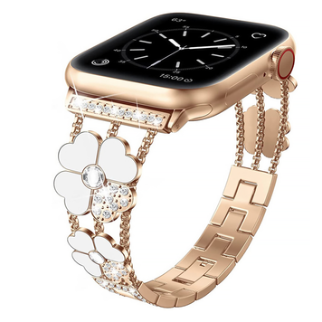 Ремінець Flower Steel Band для Apple Watch 42mm | 44mm | 45mm | 46mm | 49mm Rose Gold - White 323575 фото