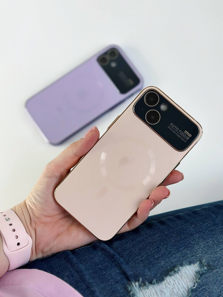 Чохол для iPhone 14 PC Slim Case with MagSafe із захисними лінзами на камеру Pearly White 852165 фото