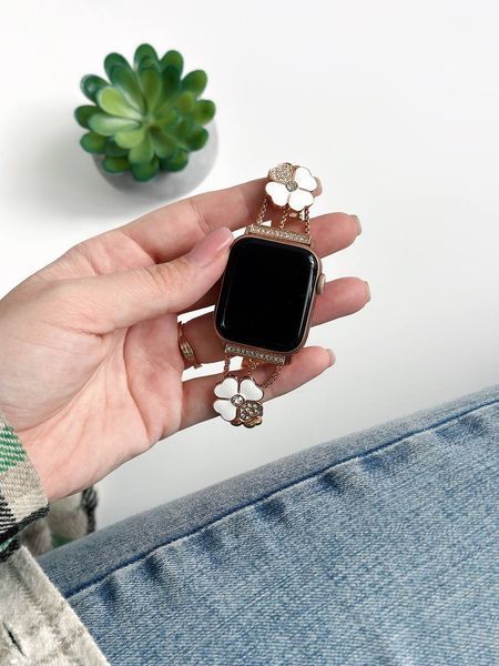 Ремінець Flower Steel Band для Apple Watch 42mm | 44mm | 45mm | 46mm | 49mm Rose Gold - White 323575 фото