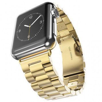 Стальний ремінець Stainless Steel Braslet 3 Beads на Apple Watch (42mm, 44mm, 45mm, 46mm, 49mm Gold) 234749 фото