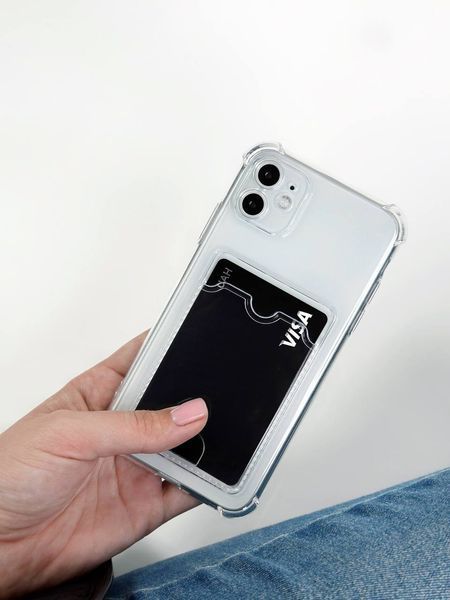 Чохол для iPhone 13 Card Holder Armored Case з карманом для картки прозрачный 7865448 фото