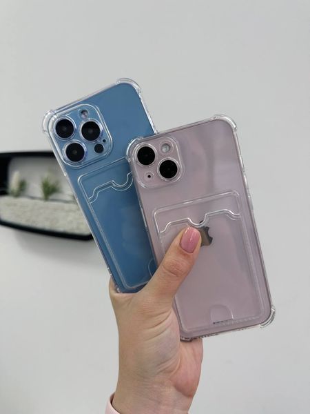 Чохол для iPhone 13 Card Holder Armored Case з карманом для картки прозрачный 7865448 фото