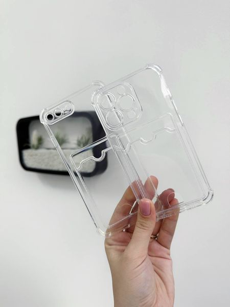 Чохол для iPhone 13 Card Holder Armored Case з карманом для картки прозрачный 7865448 фото