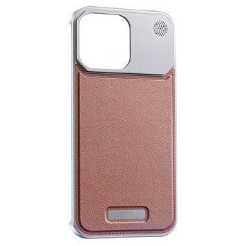 Чохол для iPhone 13/14 металевий Aluminium with Leather MagSafe, Brown 3768490000005 фото