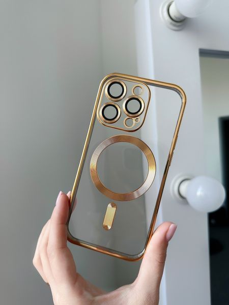 Чохол Shining with MagSafe на iPhone 14 із захисними лінзами на камеру Gold 575458 фото