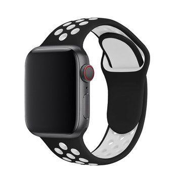Ремінець силіконовий Nike Sport Band на Apple Watch 38mm, 40mm, 41mm, [42mm Series 10/11] - Black-White 234407 фото